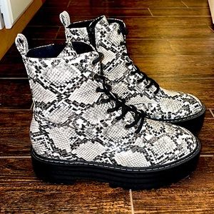 H&M- Snakeskin Combat Platform Boots